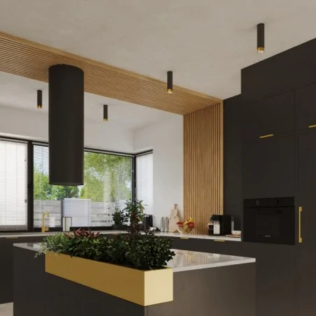 Oswietlenie-sufitowe - tuba sufitowa długa czarno-złota  nero 22,5 sollux sl.1411 