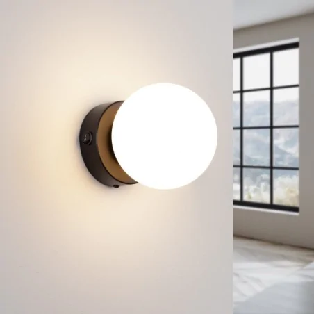 Kinkiety-do-salonu - kinkiet w kolorze czarnym lampa ścienna kula yoli sl.1461 sollux 