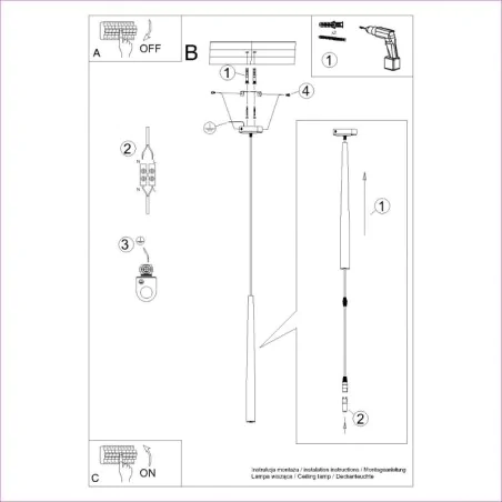 Lampy-sufitowe - lampa wisząca bliss 1 czarna sollux sl.1462 