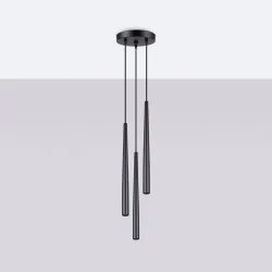 Lampy-sufitowe - lampa wisząca 3 tuby czarne g9 bliss 3p sollux sl.1463 