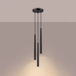 Lampy-sufitowe - lampa wisząca 3 tuby czarne g9 bliss 3p sollux sl.1463 