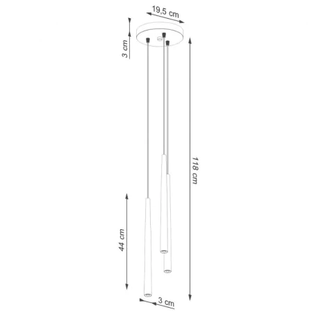 Lampy-sufitowe - lampa wisząca 3 tuby czarne g9 bliss 3p sollux sl.1463 