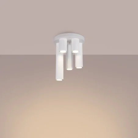 Lampy-sufitowe - lampa sufitowa biała na 5 żarówek plafon lagos sl.1465 sollux 