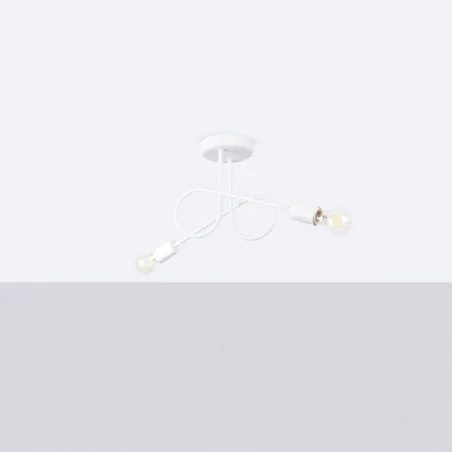Lampy-sufitowe - żyrandol na 2 żarówki węzeł lampa sufitowa biała słupeł loop 2 sollux sl.1471 