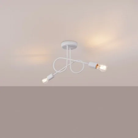 Lampy-sufitowe - żyrandol na 2 żarówki węzeł lampa sufitowa biała słupeł loop 2 sollux sl.1471 