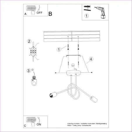 Lampy-sufitowe - żyrandol na 2 żarówki węzeł lampa sufitowa biała słupeł loop 2 sollux sl.1471 