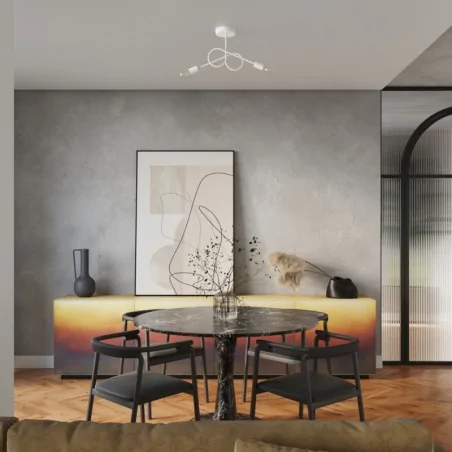 Lampy-sufitowe - żyrandol na 2 żarówki węzeł lampa sufitowa biała słupeł loop 2 sollux sl.1471 