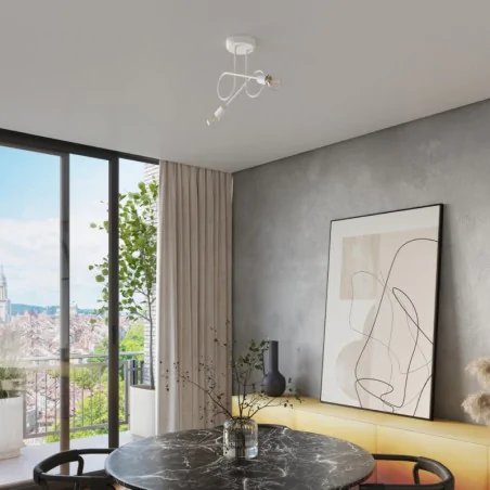 Lampy-sufitowe - żyrandol na 2 żarówki węzeł lampa sufitowa biała słupeł loop 2 sollux sl.1471 