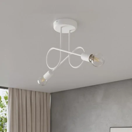 Lampy-sufitowe - żyrandol na 2 żarówki węzeł lampa sufitowa biała słupeł loop 2 sollux sl.1471 