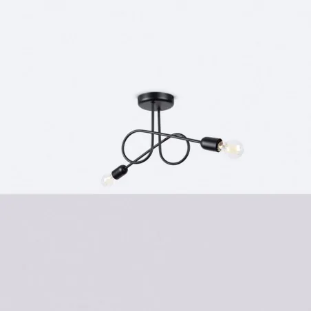 Lampy-sufitowe - żyrandol loop 2xe27 czarny lampa sufitowa supełki sollux sl.1472 