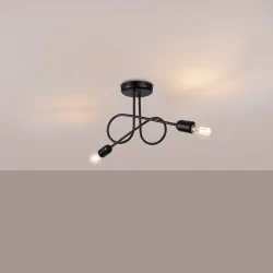 Lampy-sufitowe - żyrandol loop 2xe27 czarny lampa sufitowa supełki sollux sl.1472 