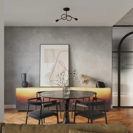 Lampy-sufitowe - żyrandol loop 2xe27 czarny lampa sufitowa supełki sollux sl.1472 