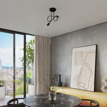 Lampy-sufitowe - żyrandol loop 2xe27 czarny lampa sufitowa supełki sollux sl.1472 