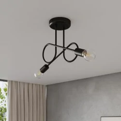 Lampy-sufitowe - żyrandol loop 2xe27 czarny lampa sufitowa supełki sollux sl.1472 