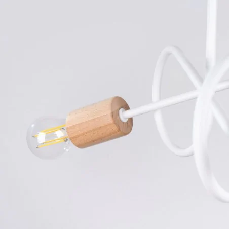Oswietlenie-sufitowe - żyrandol na 3 ramiona biało-drewniany supeł lampa sufitowa ember sollux 