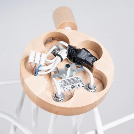 Oswietlenie-sufitowe - żyrandol słupeł boho biało-drewniany lampa węzeł sollux ember sl.1475 