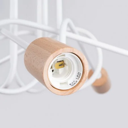 Oswietlenie-sufitowe - żyrandol słupeł boho biało-drewniany lampa węzeł sollux ember sl.1475 