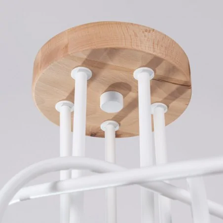 Oswietlenie-sufitowe - żyrandol słupeł boho biało-drewniany lampa węzeł sollux ember sl.1475 