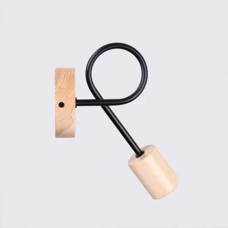 Kinkiety-do-salonu - kinkiet supeł skandynawski drewniany e27 ember czarny sollux sl.1476 