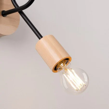 Kinkiety-do-salonu - kinkiet supeł skandynawski drewniany e27 ember czarny sollux sl.1476 