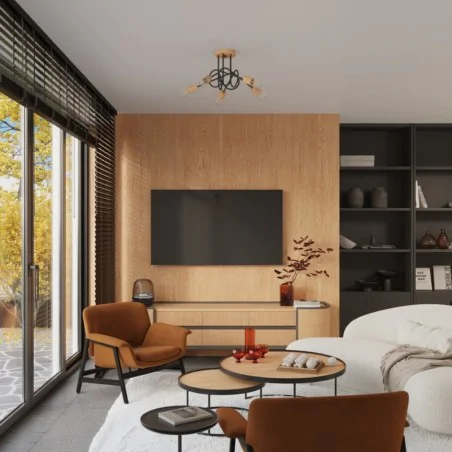 Kinkiety-do-salonu - kinkiet supeł skandynawski drewniany e27 ember czarny sollux sl.1476 