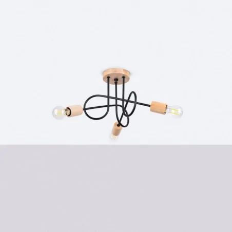 Oswietlenie-sufitowe - żyrandol zawinięte ramiona słupeł lampa sufitowa zawijana ember 3 czarny sollux sl.1477 