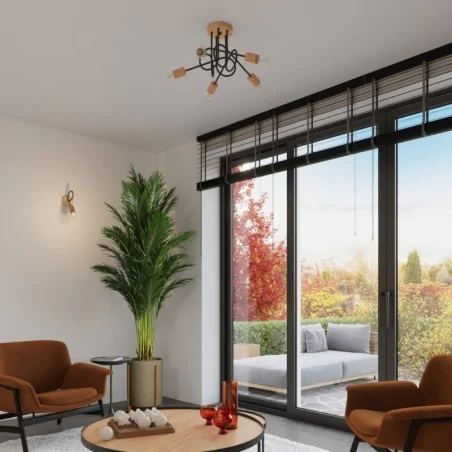 Oswietlenie-sufitowe - żyrandol zawinięte ramiona słupeł lampa sufitowa zawijana ember 3 czarny sollux sl.1477 