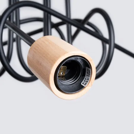 Plafony - żyrandol czarno-drewniany słupeł lampa 4 ramiona pająk ember 5 sollux sl.1478 