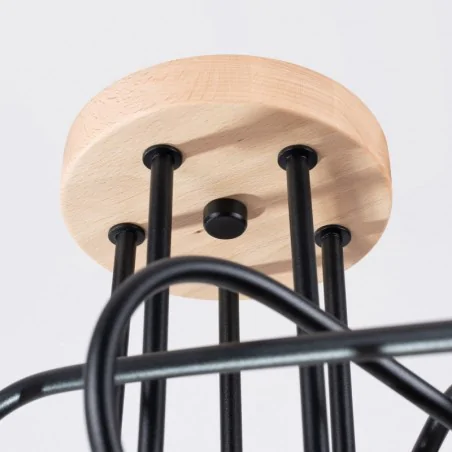 Plafony - żyrandol czarno-drewniany słupeł lampa 4 ramiona pająk ember 5 sollux sl.1478 