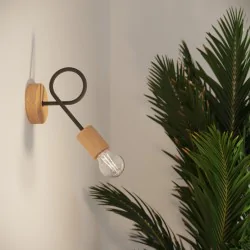 Plafony - żyrandol czarno-drewniany słupeł lampa 4 ramiona pająk ember 5 sollux sl.1478 