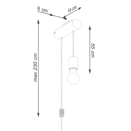 Kinkiety-do-salonu - kinkiet drewniany wisząca żarówka nimbi e27 z włącznikiem sollux sl.1644 