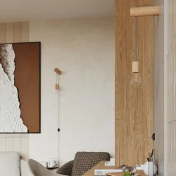 Kinkiety-do-salonu - kinkiet drewniany wisząca żarówka nimbi e27 z włącznikiem sollux sl.1644 