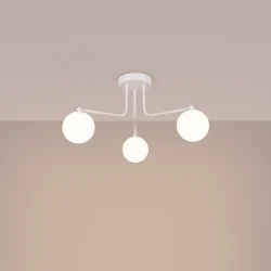 Oswietlenie-sufitowe - żyrandol białe kule lampa sufitowa do salonu 3 ramiona astral 3 sollux sl.1659 