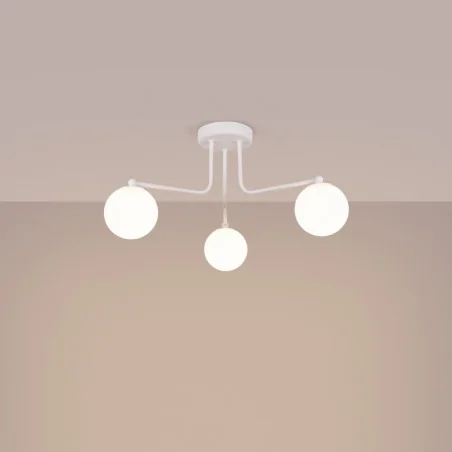 Oswietlenie-sufitowe - żyrandol białe kule lampa sufitowa do salonu 3 ramiona astral 3 sollux sl.1659 