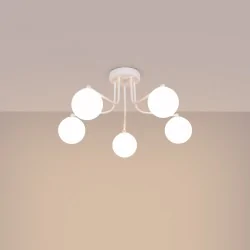 Oswietlenie-sufitowe - żyrandol 5 ramienny  lampa sufitowa białe kule loftowa astral 5 sollux sl.1660 