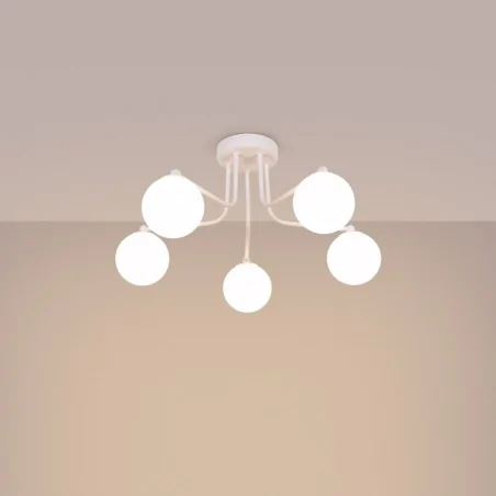 Oswietlenie-sufitowe - żyrandol 5 ramienny  lampa sufitowa białe kule loftowa astral 5 sollux sl.1660 
