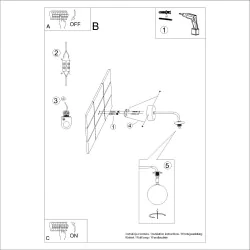 Kinkiety-do-salonu - kinkiet lampa ścienna biała kula z czarnym ramieniem astral 1sollux sl.1661 