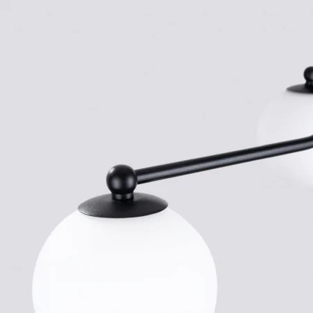 Lampy-sufitowe - żyrandol 5 ramienny białe kule na czarnych ramionach astral 5 g9 sollux sl.1663 