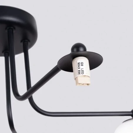 Lampy-sufitowe - żyrandol 5 ramienny białe kule na czarnych ramionach astral 5 g9 sollux sl.1663 