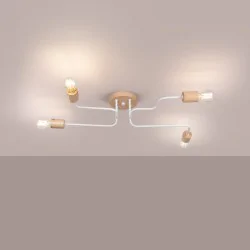 Lampy-sufitowe - żyrandol lampa sufitowa pająk poczwórna biała z drewnem timbo 4 sl.1665 