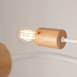 Lampy-sufitowe - żyrandol na 6 ramion biało-drewniany pająk timbo 6 sollux sl.1666 