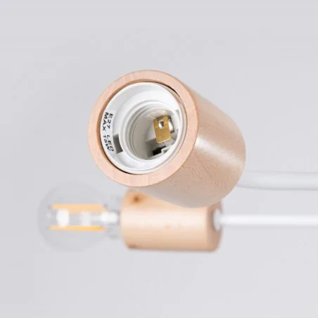 Lampy-sufitowe - żyrandol lampa sufitowa pająk poczwórna biała z drewnem timbo 4 sl.1665 