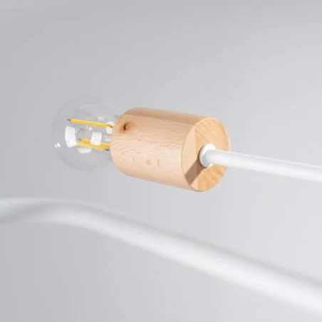 Lampy-sufitowe - żyrandol na 6 ramion biało-drewniany pająk timbo 6 sollux sl.1666 