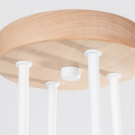 Lampy-sufitowe - żyrandol lampa sufitowa pająk poczwórna biała z drewnem timbo 4 sl.1665 