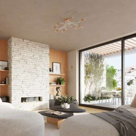 Lampy-sufitowe - żyrandol na 6 ramion biało-drewniany pająk timbo 6 sollux sl.1666 