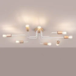 Lampy-sufitowe - żyrandol 8 ramion biało drewniany pająk skandynawskitimbo 8 sollux sl.1667 