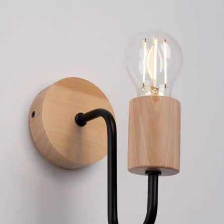Kinkiety-do-salonu - kinkiet drewniany z czarnymi elementami timbo  sollux sl.1668 
