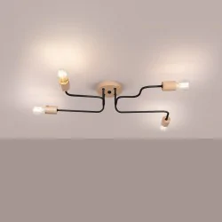 Lampy-sufitowe - żyrandol 4 ramiona typu pająk drewniany timbo czarny sollux sl.1669 