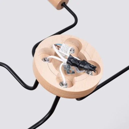 Lampy-sufitowe - żyrandol 4 ramiona typu pająk drewniany timbo czarny sollux sl.1669 