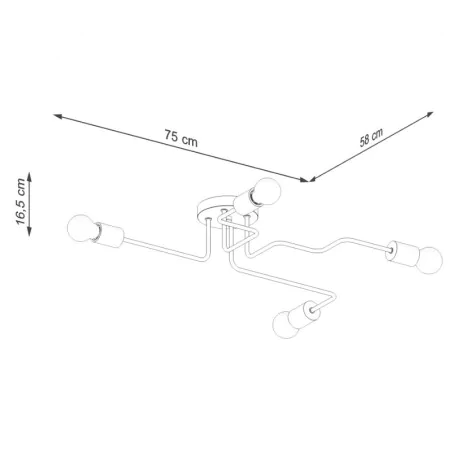 Lampy-sufitowe - żyrandol 4 ramiona typu pająk drewniany timbo czarny sollux sl.1669 